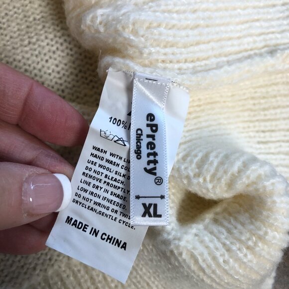 Epretty Cream Textured Knit Pullover Sweater Womens Size XL Long Sleeve Cozy NEW - Picture 6 of 9